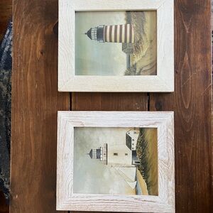 SET Rustic White Framed Lighthouses